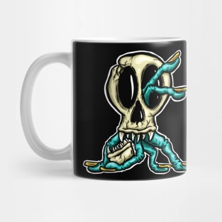 Skull Zombie Fingers Halloween Horror Cartoon Logo Mug